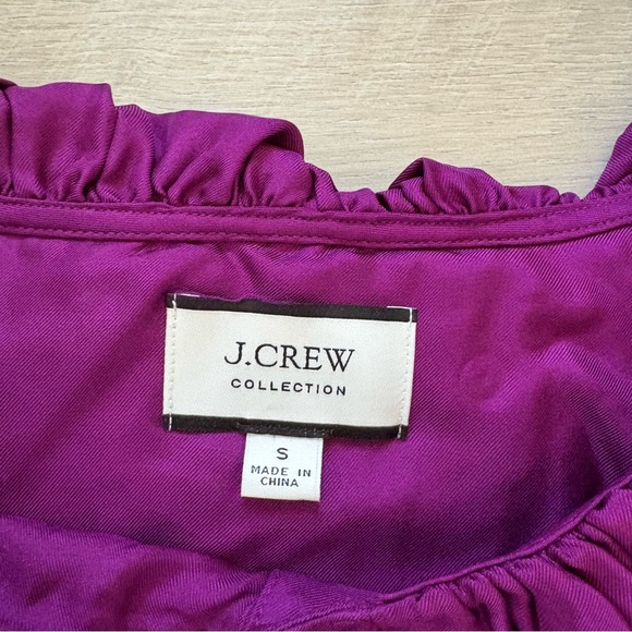 J. Crew Collection Silk Purple Blouse with Ruffle Neckline - Picture 3 of 12